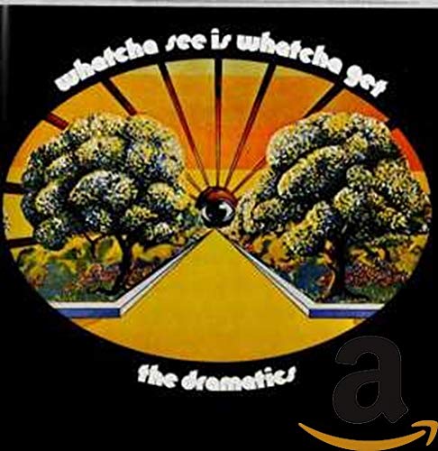 CD cover for Dramatics’ “Whatcha See Is Whatcha Get” with trees and sunbeams.