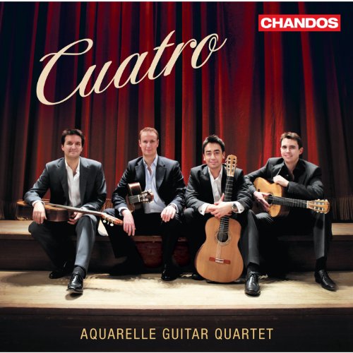 Aquarelle Guitar Quartet album cover featuring four men with guitars.