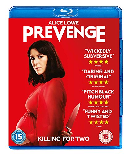 “Prevenge” Blu-ray cover featuring a pregnant woman holding a knife.
