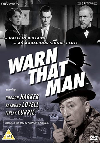 DVD cover for "Warn That Man" featuring three actors and a shadowy figure.