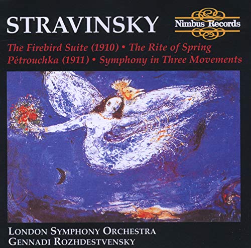 CD cover for Stravinsky’s works featuring a painting of a bird-like figure.