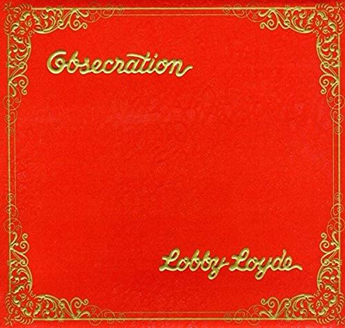 Red album cover with gold ornate border and text “Obsecration” and artist name.