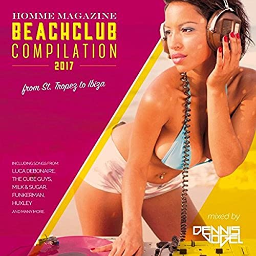 CD cover for "Homme Magazine Beach Club 2017" featuring a woman with headphones.