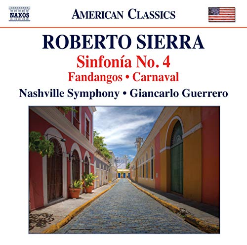CD cover for Sierra’s Sinfonia No. 4, featuring a colorful street scene.