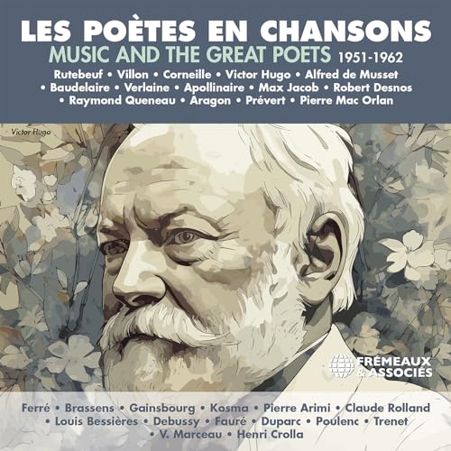 CD cover featuring a portrait of Victor Hugo and listed poets’ names.
