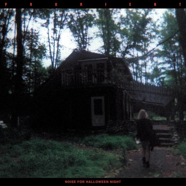 Creepy, dilapidated house with a figure walking away, dark and ominous.