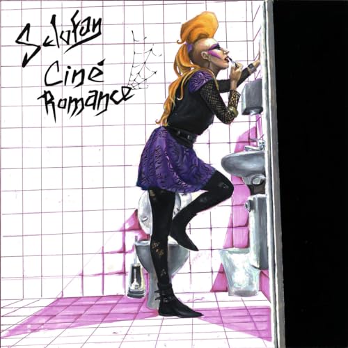 Album cover for Selofan’s “Cine Romance” featuring a person applying makeup in a bathroom.