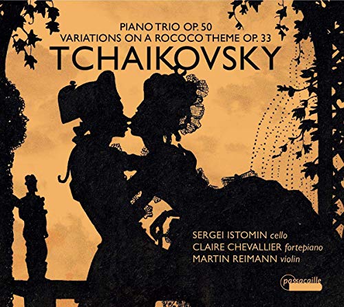 CD cover for Tchaikovsky’s “Variations on a Rococo Theme” with silhouettes.