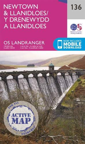 OS Landranger Active Map 136 Newtown & Llanidloes (OS Landranger Active)