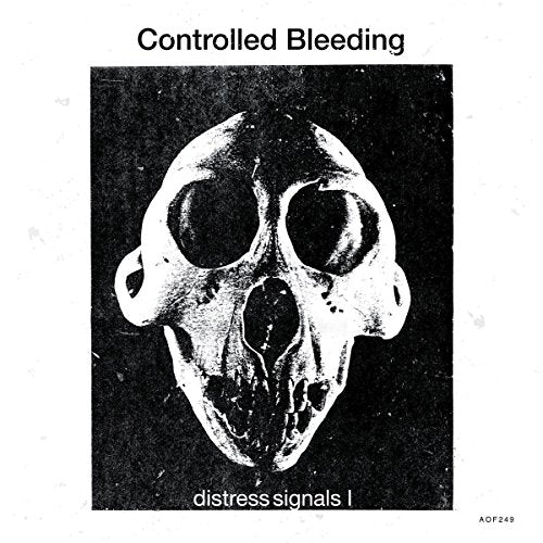 Black and white album cover featuring a primate skull and text.