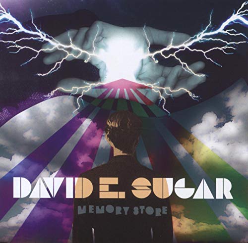 CD cover: man viewed from behind, hands with lightning, rainbow arc.