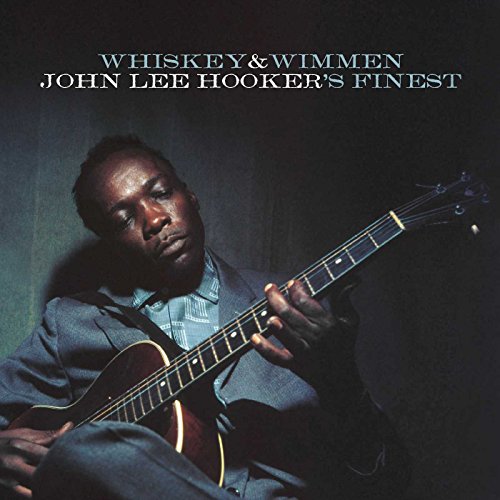 John Lee Hooker portrait with guitar, album cover for "Whiskey & Wimmen.