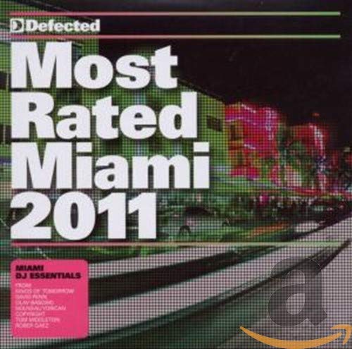 CD cover for Most Rated Miami 2011BH11 featuring a pixelated city night scene.