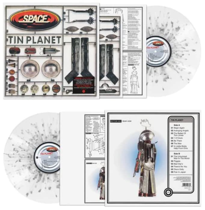 Vinyl record for Space’s “Tin Planet” with model kit packaging imagery.