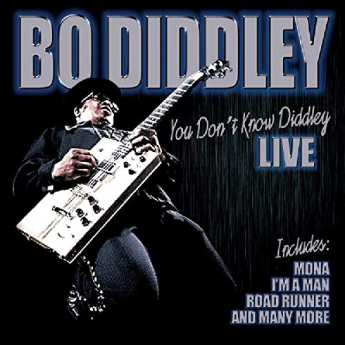 Bo Diddley album cover featuring the musician with his guitar.