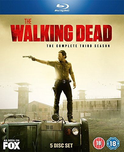 The Walking Dead Season 3 Blu-ray cover featuring Rick Grimes with a gun.