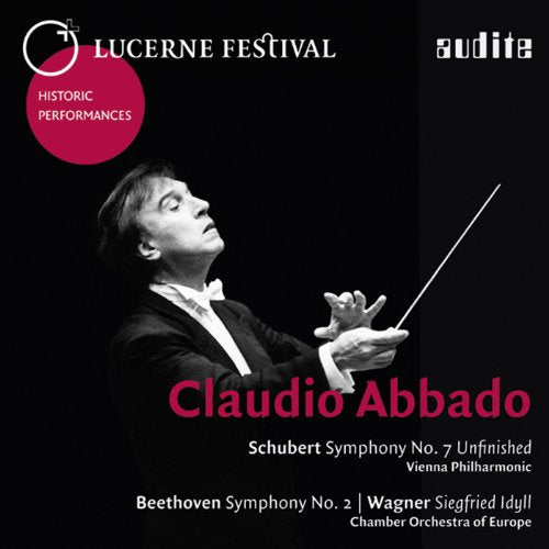 CD cover featuring conductor Claudio Abbado in a black suit, baton in hand.