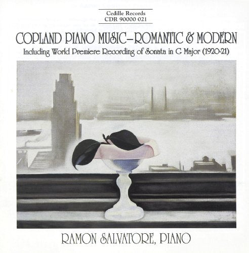 CD cover for Copland piano music by Ramon Salvatore, featuring art deco imagery.
