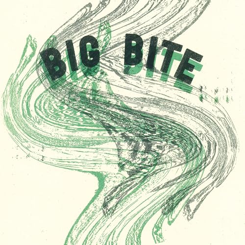 Green and black abstract design with the text "BIG BITE" centered.