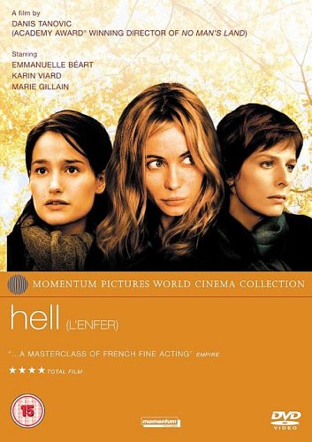 DVD cover featuring three women against a yellow background with the title Hell.
