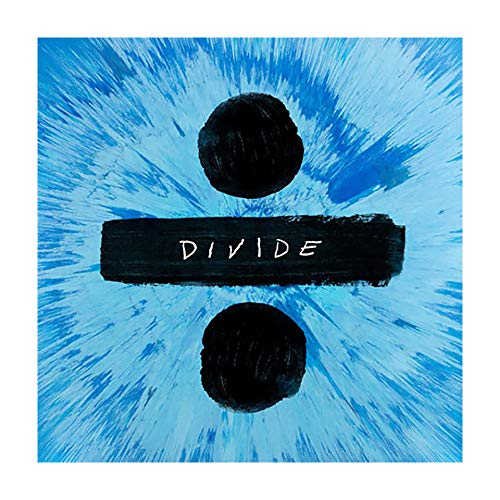 Ed Sheeran's "Divide" vinyl album cover: blue abstract paint with black shapes.