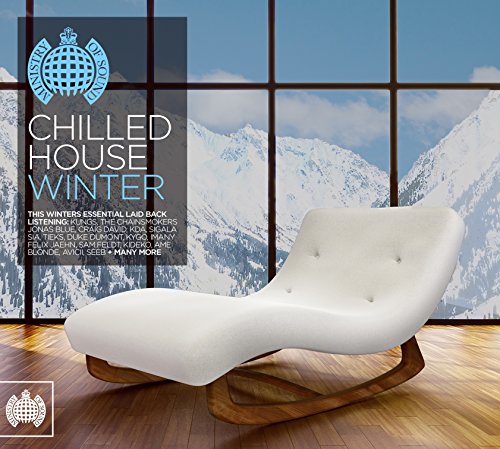 CD cover: white chaise lounge facing snowy mountains through large windows.