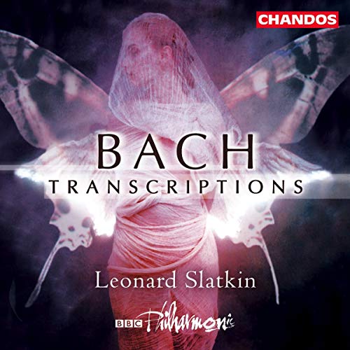 CD cover for “Bach Transcriptions” by Leonard Slatkin with angelic imagery.