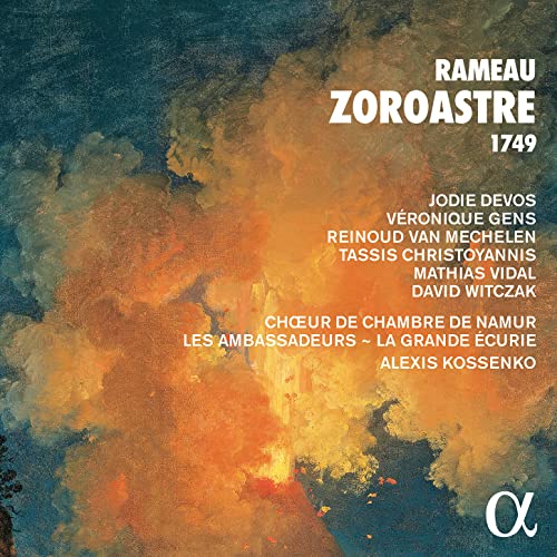 CD cover for Rameau’s “Zoroastre 1749” featuring fiery abstract art.