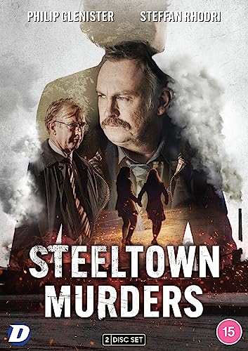 DVD cover for Steeltown Murders featuring two men and silhouettes of two women.
