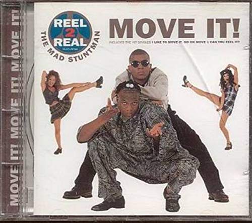 CD cover for Reel 2 Real’s “Move It!”, featuring three people posing.