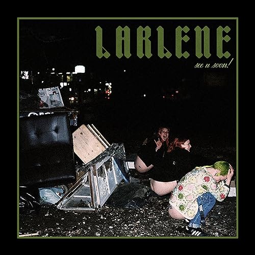 Larlene album cover: three people amongst urban debris at night.