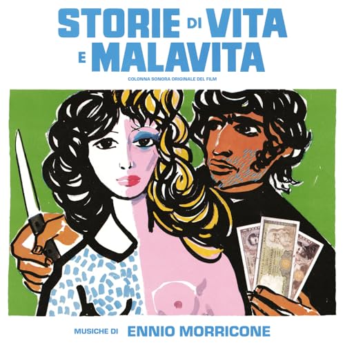 Vintage album cover featuring illustrated figures, a knife, and money.