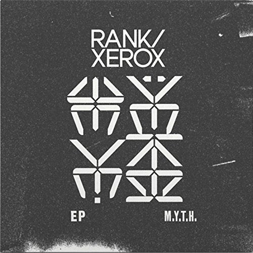Rank/Xerox "M.Y.T.H." vinyl record cover: geometric design on black background.