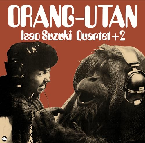 Vinyl album cover featuring a person and orangutan wearing headphones.