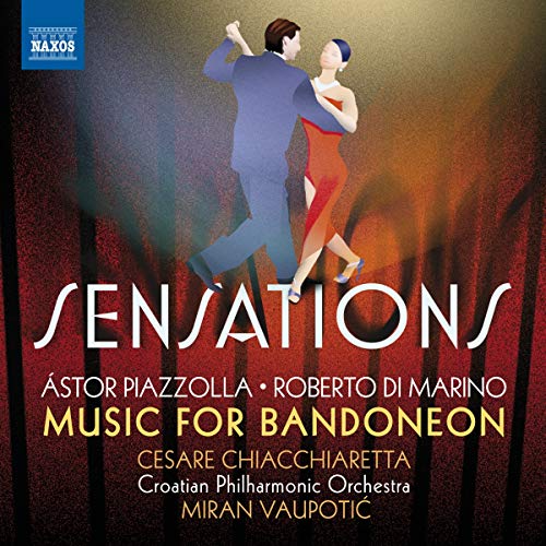 CD cover: dancing couple in tango pose, red and blue background.