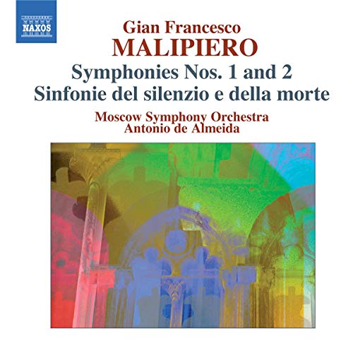 CD cover for Malipiero symphonies, featuring abstract architectural imagery.