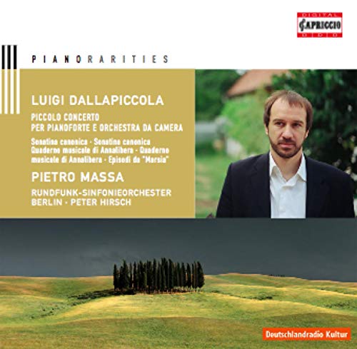 CD cover featuring portrait of composer Luigi Dallapiccola and landscape.