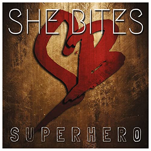CD cover: "She Bites" with a red heart and claw design.