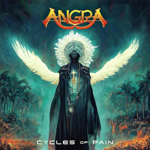 Angra album cover: winged figure in black robes, tropical landscape.