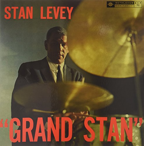 Stan Levey's "Grand Stan" vinyl record cover featuring a drummer portrait.