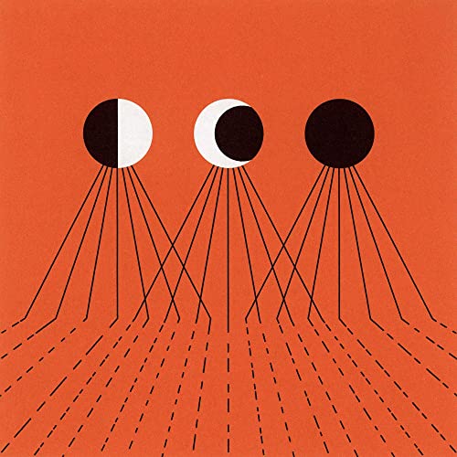 Orange album cover with three crescent moons and radiating lines.