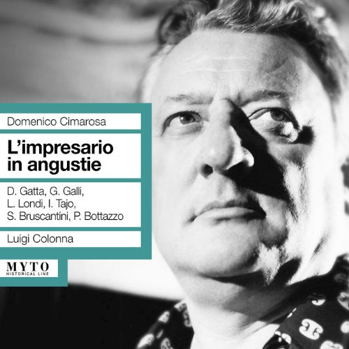 CD cover for Cimarosa’s “L’impresario in angustie” opera, featuring a man’s portrait.