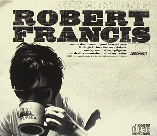 CD cover for “One By One” by Robert Francis, black and white portrait.