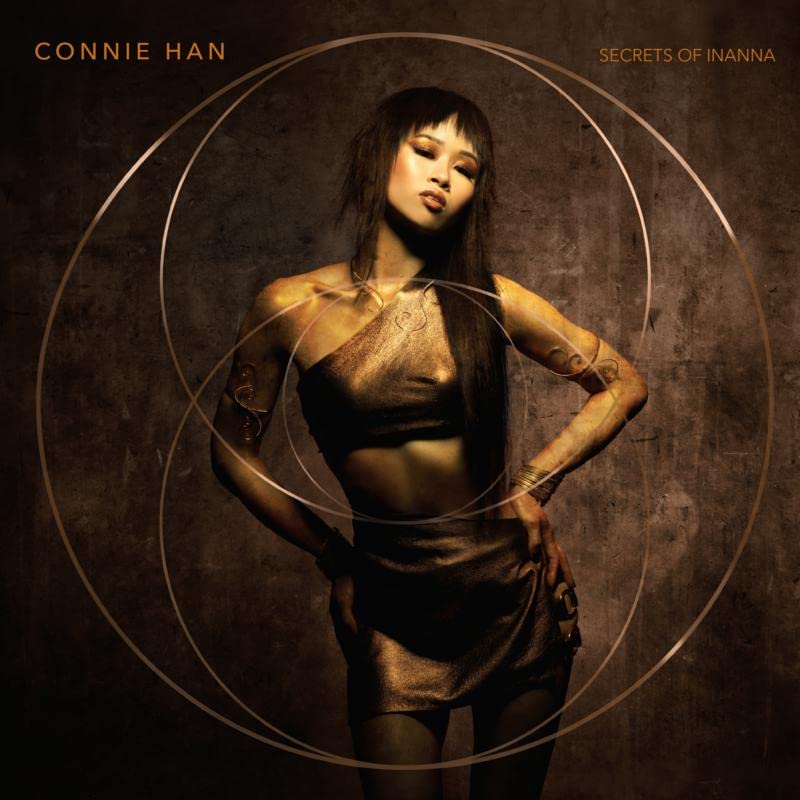 Album cover for Connie Han’s “Secrets of Inanna” featuring a portrait of the artist.