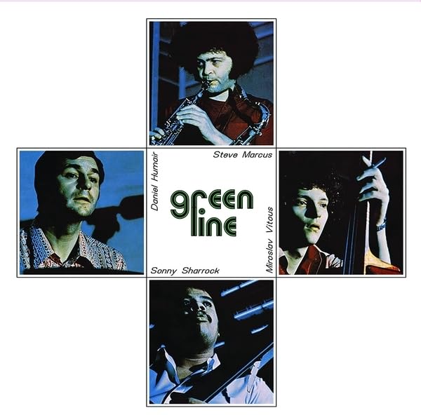 Album cover for "Green Line" featuring portraits of jazz musicians.