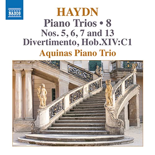 CD cover for Haydn piano trios featuring ornate palace staircase.