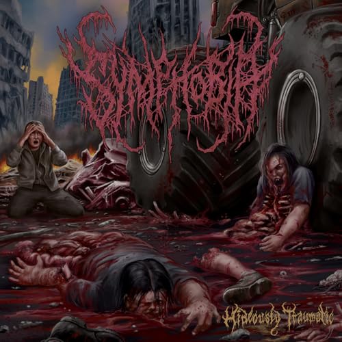 CD cover: dystopian scene with figures amidst destruction and gore.