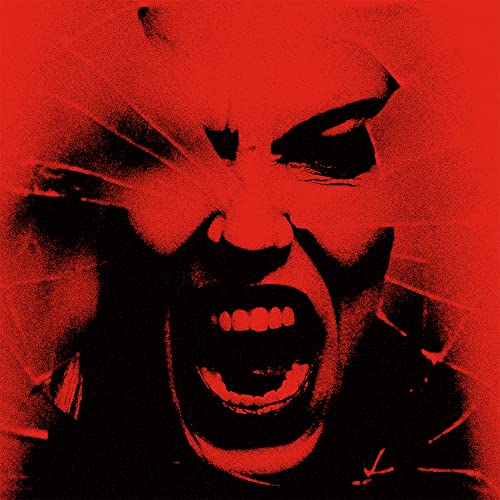 Red album cover featuring a screaming face with distorted features.