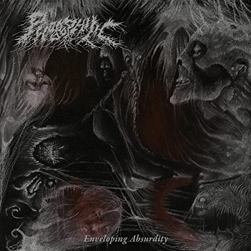Dark, distorted album cover with grotesque faces and swirling textures.