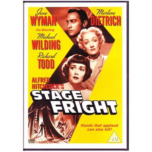Stage Fright" DVD cover featuring Jane Wyman, Marlene Dietrich, and Michael Wilding.
